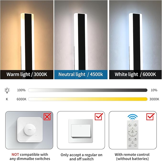 2 Pack Modern Outdoor Wall Light, 57inch Dimmable LED Linear Wall Sconce 3000K-6000K, IP65 Waterproof, Exterior Wall Mount Lighting for Porch, Patio, Yard, Garage with Remote Control
