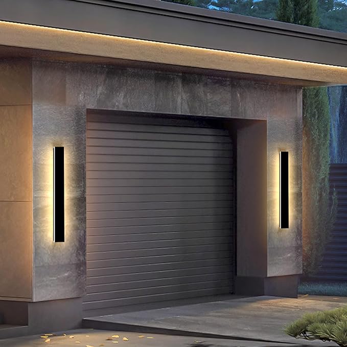 39inch Modern Outdoor Wall Lights, Black Exterior Light Fixtures Wall Mount, 3000K Porch Lights Wall Sconce, Long LED Linear Wall Lights Outside Lighting for Garage, Front Door