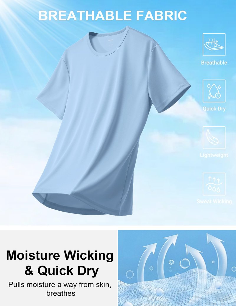 COOFANDY Men's Workout T-Shirts 3 Pack Quick Dry Moisture Wicking Athletic Shirts Crew Neck T Shirts