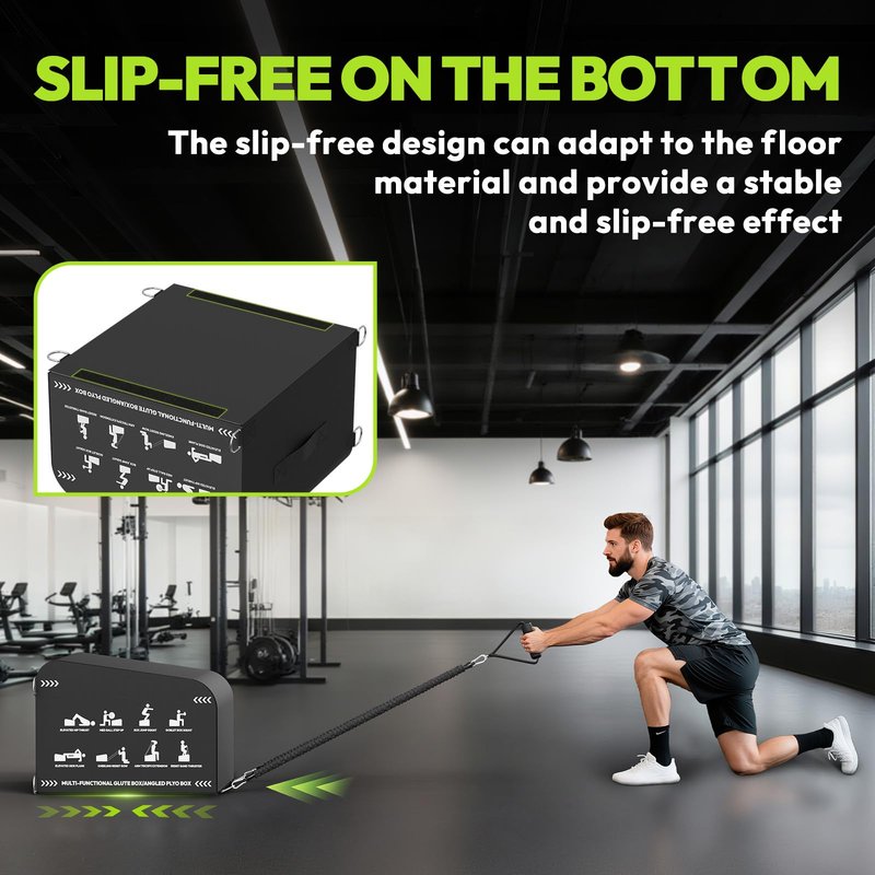 HANDBODE Hip Thrust Bench, Multi-Functional Slip-Free Hip Thrust Machine for Glute Bridge, Box Jump, Push-Ups, Squat, Ab Exercise, Suitable for Home & Gym, Includes 4ft Olympic Bar