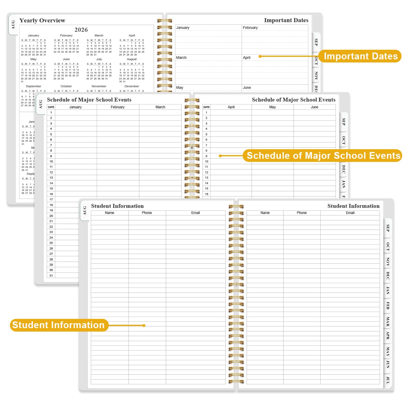 2026-2027 Teacher Planner, Lesson Planner from August 2026 - July 2027, Teacher Lesson Planner Book 2026-2027 for Teacher Class Schedule, Student Info & Weekly Planning, 8" x 10", Crushed Flower