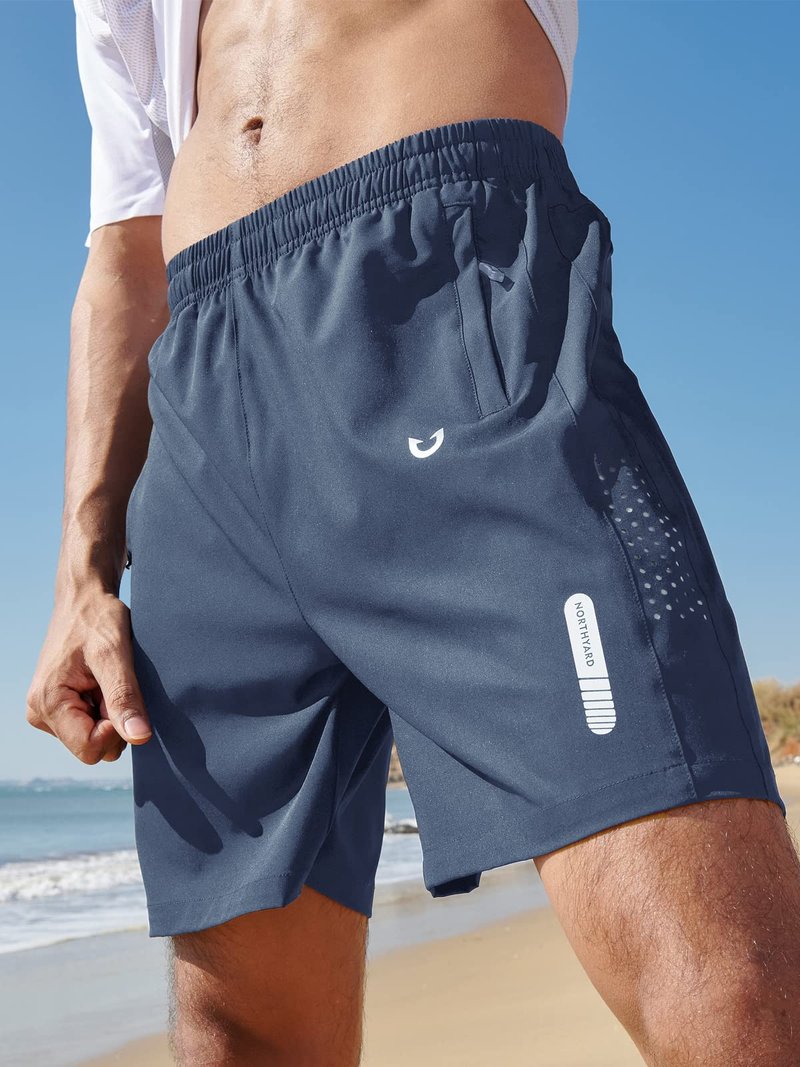 NORTHYARD Men's Athletic Running Shorts Gym Workout 7"/9"/5" Quick Dry Lightweight Sports Basketball Tennis 3 Zipper Pockets FEDERALBLUE XL