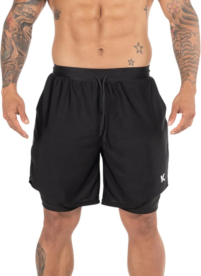Kewlioo Men's Sauna Shorts - 2-in-1 Heat Trapping Compression Gym Shorts | Athletic Training Bottoms