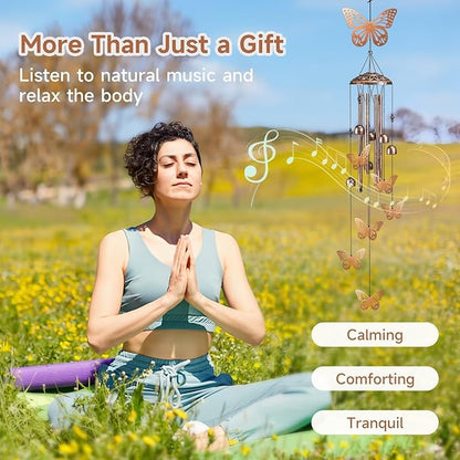 Butterfly Wind Chimes for Outside,41" Metal Windchimes, Housewarming/Halloween/Festival/Memorial Gifts for Women/Men, Butterfly Decorations for Outside, Patio, Garden or Yard