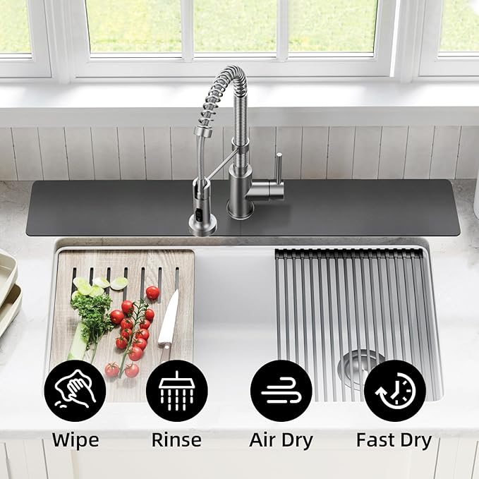 LOPNUR Faucet Mat for Kitchen Sink Protectors, 29 Inch Extra Long Kitchen Sink