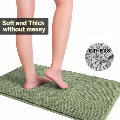 Urvoix Bathroom Rugs Sets 3 Piece, Non-Slip Chenille Bath Rug - Ultra Soft, Washable, Super Absorbent Bath Mat for Bathroom, Toilet and Tub (Sage Green)