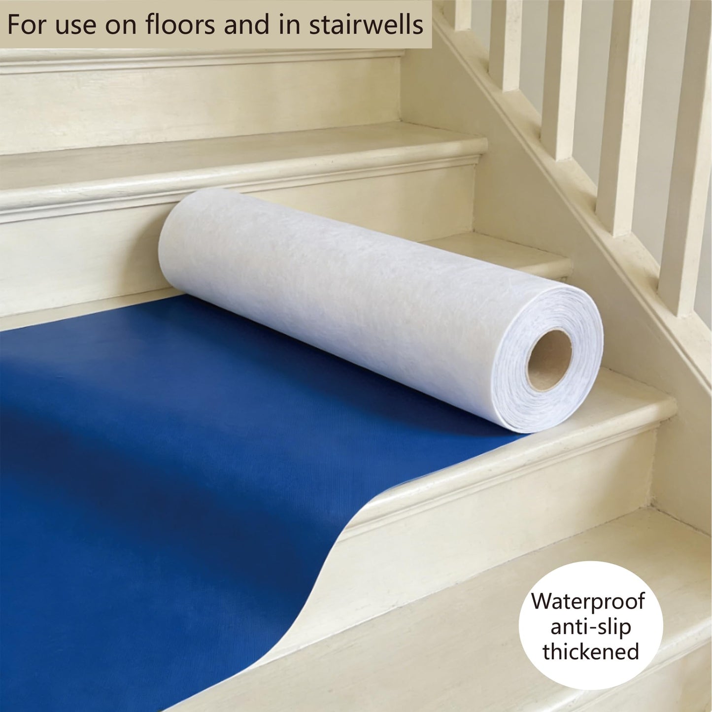 Floor Protection Film, 35.4" x 110' (320 Sq Ft) Non-Adhesive Heavy Duty Floor Protector Mat, Waterproof, Anti-Slip, Scratch & Paint Resistant for Hardwood, Tile, Marble, Construction, Renovation