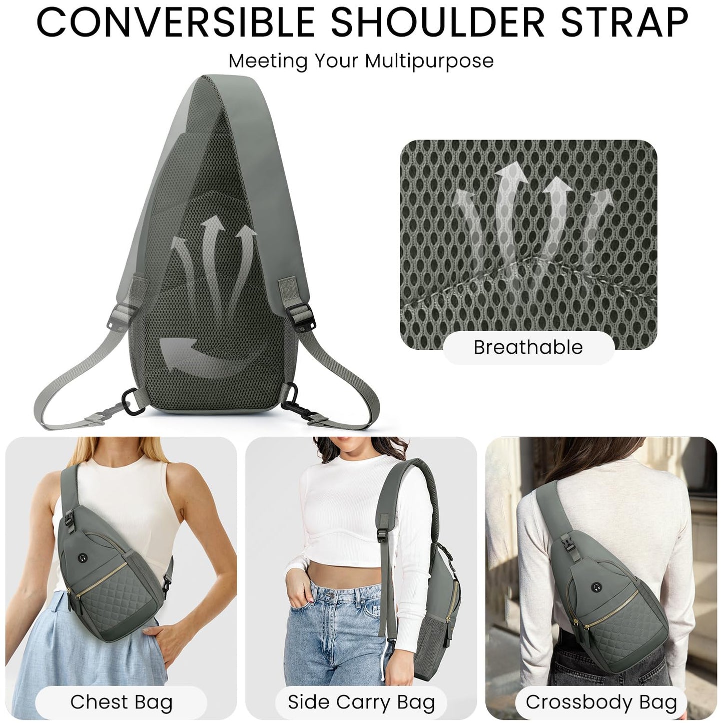 Vankor Small Crossbody Purses Bags for Women Men Travel, Chest Sling Bag Women Casual Cross Body Bag for Woman Sling Backpack Army Green