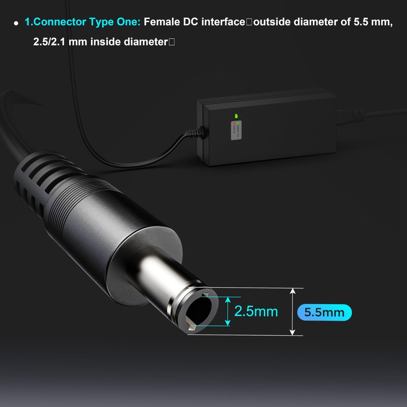 EVAPLUS 54.6V Smart Charger for 48V Lithium Batteries - UL Certified, Fast Charging with Multi-Safety Protection, Compatible with Electric Bikes/Scooters, DC 5.5 * 2.5/2.1mm Connector