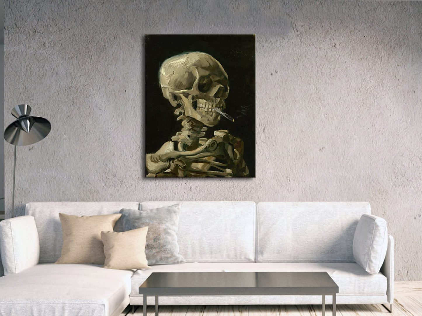 Wieco Art Skull of a Skeleton with Burning Cigarette, 1886 by Vincent Van Gogh Canvas Wall Art for Home Decor and Wall Decor Post-impressionism Canvas Prints Pictures Artwork