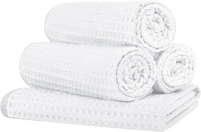 HOMEXCEL 4 Pack Premium Waffle Gym Towels, Ultra Soft Cooling Towels Highly