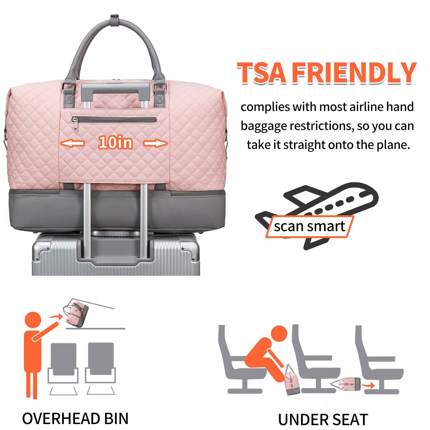Weekender Bags for Women with Toiletry Bags Large Overnight Bags Travel Duffel Bag Carry On Shoulder Weekend Tote with Shoe Compartment and Wet Pocket