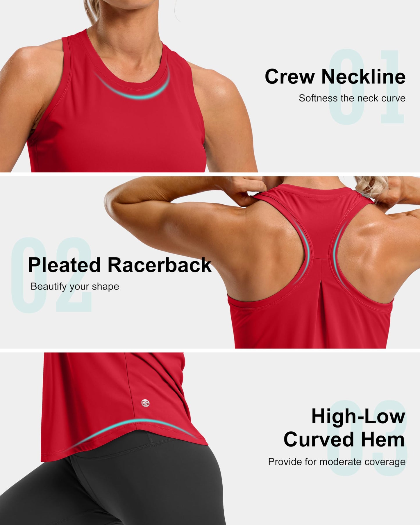 G Gradual Women's Workout Tank Tops Racerback Athletic Yoga Tops Loose Fit Sleeveless Running Gym Sports Shirts for Women(Red,XXL)