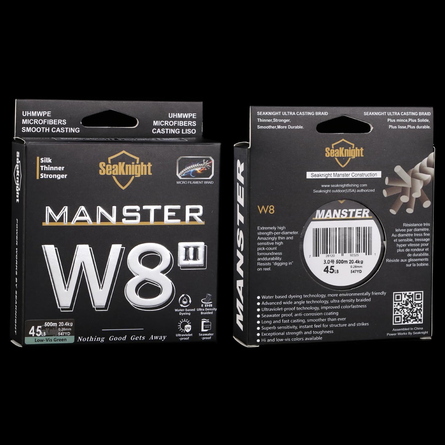 SeaKnight MANSTER W8 II 8 Strand Braided Fishing Line -Super Strong, Abrasion Resistant, No Stretch Braided Line-15LB to 100LB Test for Saltwater and Freshwater Fishing Line Braid