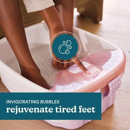 Homedics Bubble Bliss Deluxe Foot Spa with Heat Massaging Arch, 3 Acupressure Attachments, Splash Guard, Raised Nodes Creates Bubbles, Improves Circulation, Soothe Tired Muscles, Built-in Storage