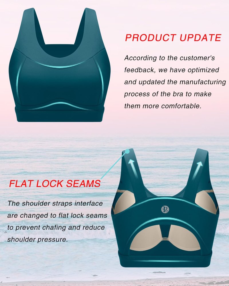 RUNNING GIRL High Impact Sports Bras for Women,Racerback Running Bra Workout Crop Tank Tops Longline Sports Bra Push up(WX2667 Teal L)