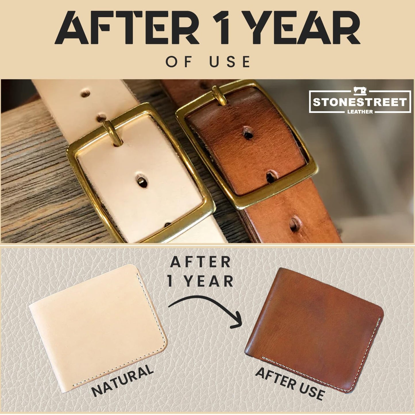 Stonestreet Premium Natural Import Vegetable Veg Tan Tooling Stamping Carving Full Grain Cowhide Leather Strips Belt Blanks Straps 48" - 52" Length (3" 8-9 oz / 3.2-3.6mm)