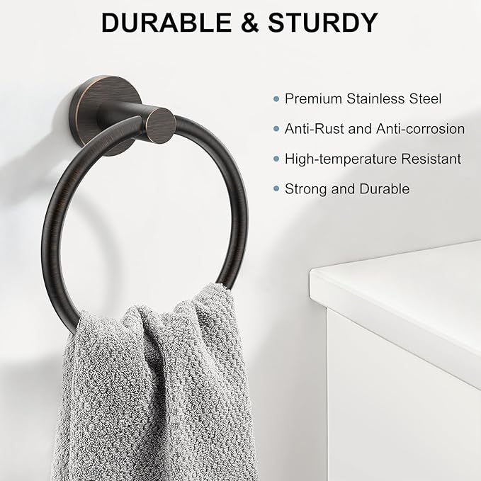 SetSail Towel Holder for Bathroom Wall 2 Packs Towel Ring Screw-in Stainless