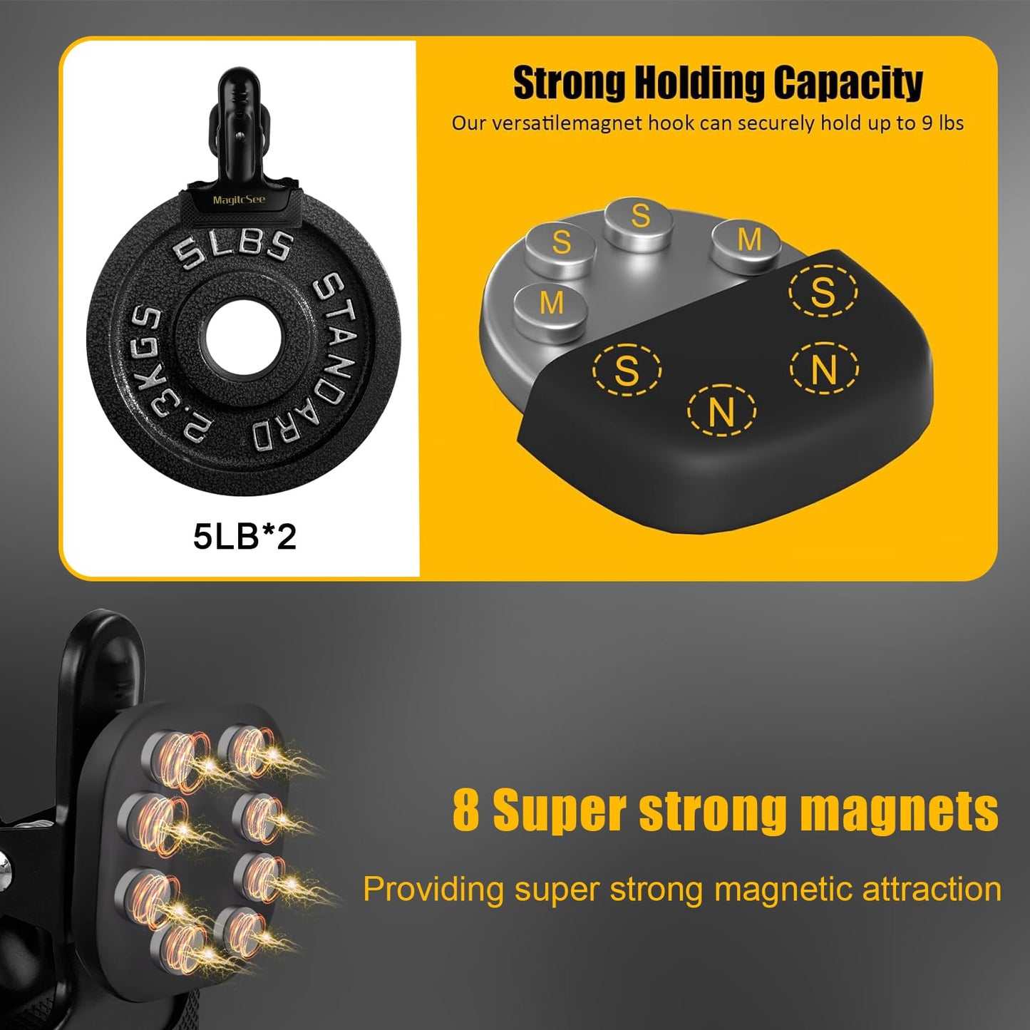 2 Pcs Heavy Duty Magnetic Clips with 1.5 Inch Mouth Opening - Securely Grip Flags, Backdrop Blueprints, Calendars,Tools - Ideal for Artists, Photography Shooting Studios, Worksite, Offices, Tool Carts