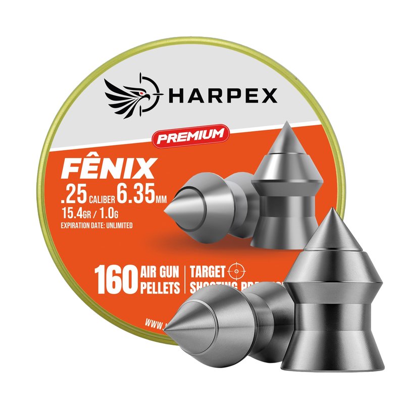 Harpex Fenix Premium .25 Cal Airgun Pellets – 15.4 Grain Lightweight Precision Lead – High Accuracy for Target Shooting & Small Game – Consistent Performance – 160 Count