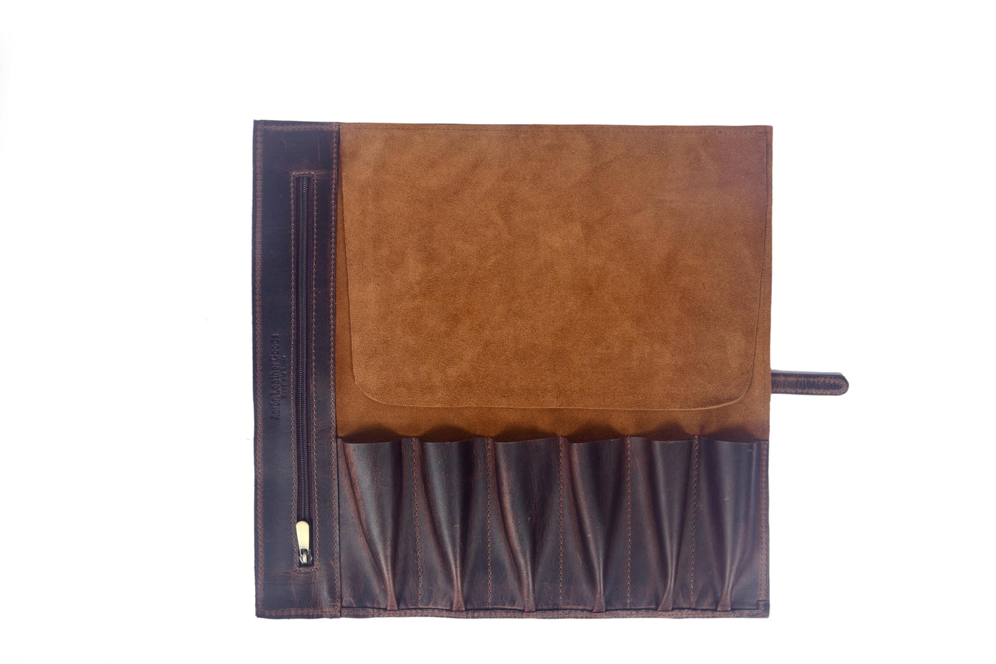 Leather Knife Roll Wrap with 7 Slots, Professional Chef Knife Case with Buckle Closure, Brown (Leather, Walnut)