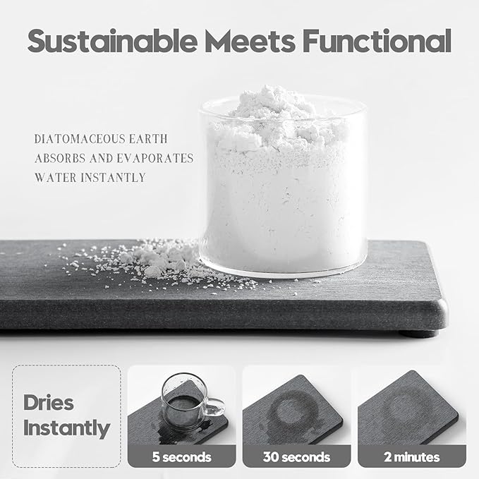 3PCS Water Absorbing Soap Dish Sponge Holder, Diatomite Stone Drying Tray Mat