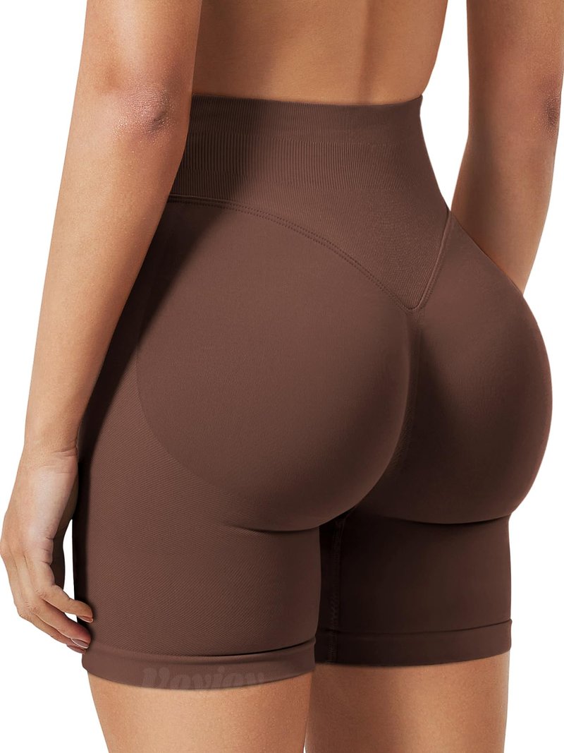 VOYJOY Women Workout Impact Shorts 2.5"/ 3.6"/ 4.5"/ 6" Scrunch Butt Lifting Gym Seamless Booty Biker Shorts Deep Brown
