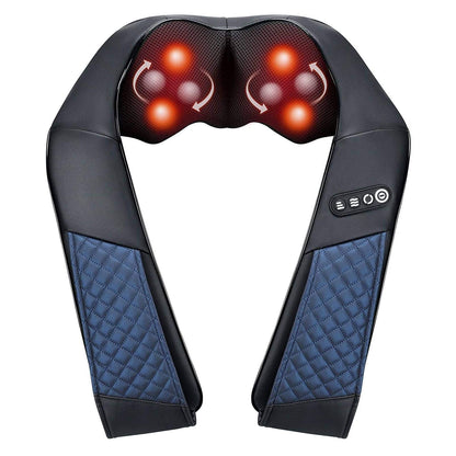 Neck and Shoulder Massager with Heat Shiatsu Back Massage Pillow with 3D Deep Tissue Kneading for Foot, Legs, Body Muscle Pain Relief, Use at Home, Office & Car
