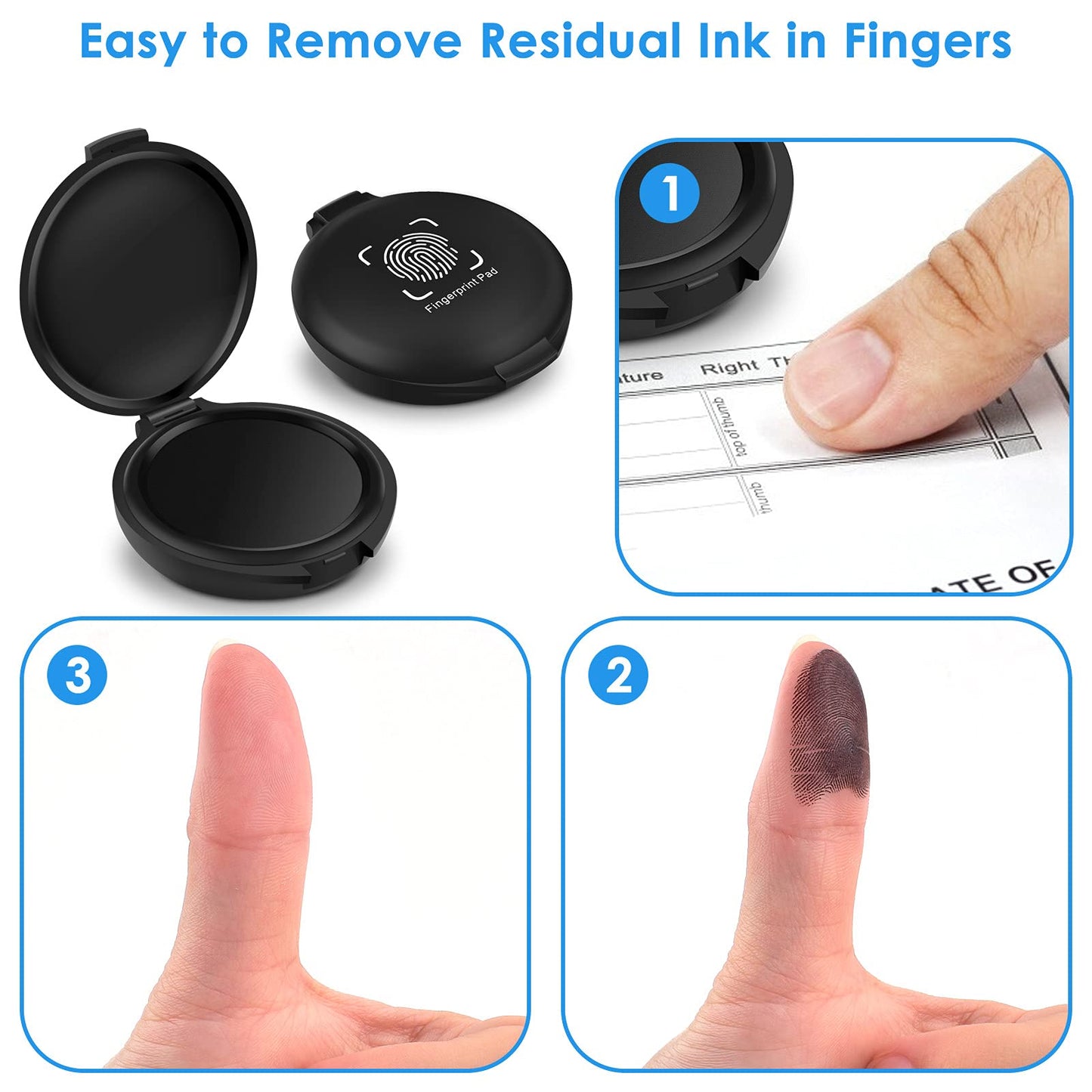 ERKOON 6 Pack Fingerprint Ink Pads, Thumbprint Ink Pad for Notary Supplies Identification Security ID Fingerprint Cards Fingerprint Black