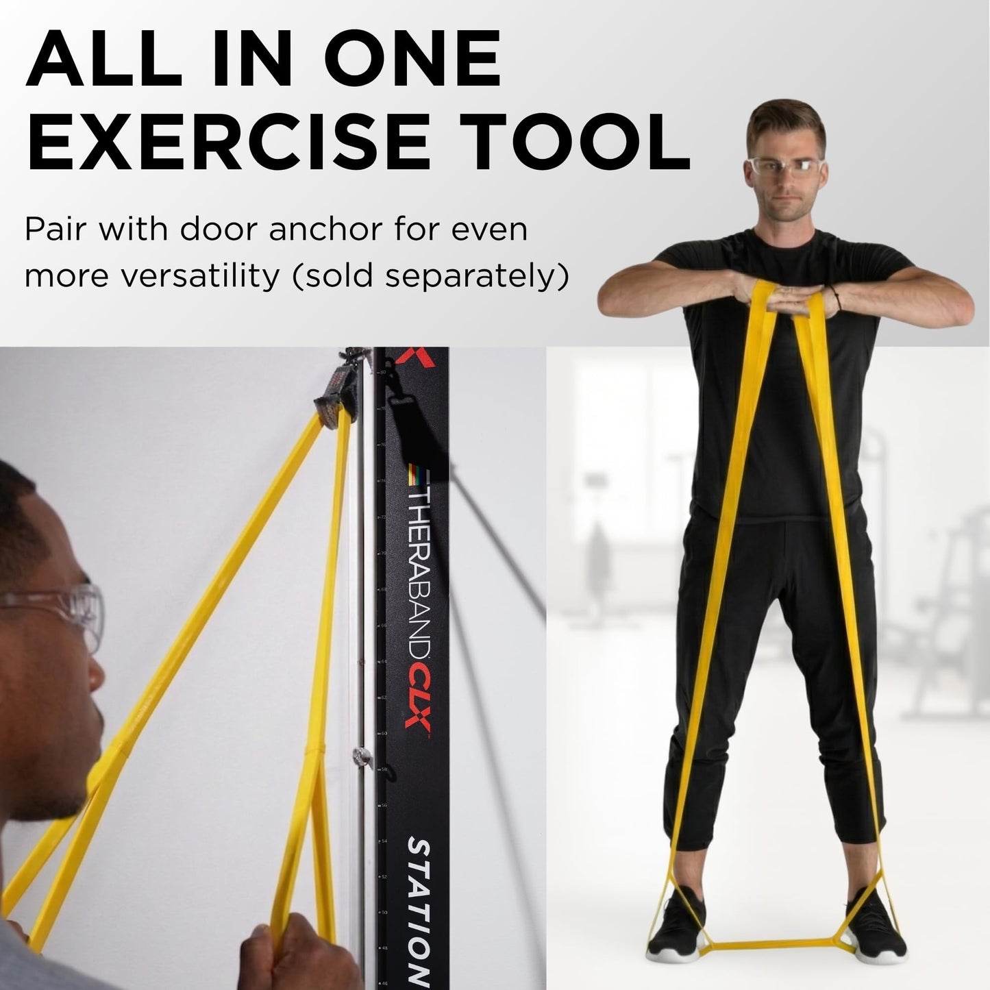 THERABAND CLX Resistance Band with Loops, 5-Foot Band, Yellow, Light, Non-Latex, Elastic Band for Exercise, Mobility & Rehab, Stretching, Home Workouts, Color-Coded for Easy Resistance Levels