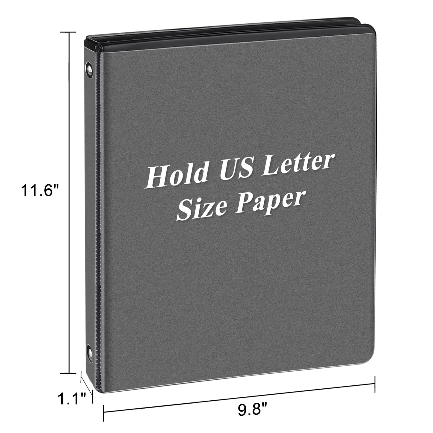 CIXILDTS 0.5-inch Round Ring Binder, Durable 1/2" 3 Ring Binder Fit Letter Size Paper, Presentation View Binders, Black,12-Pack