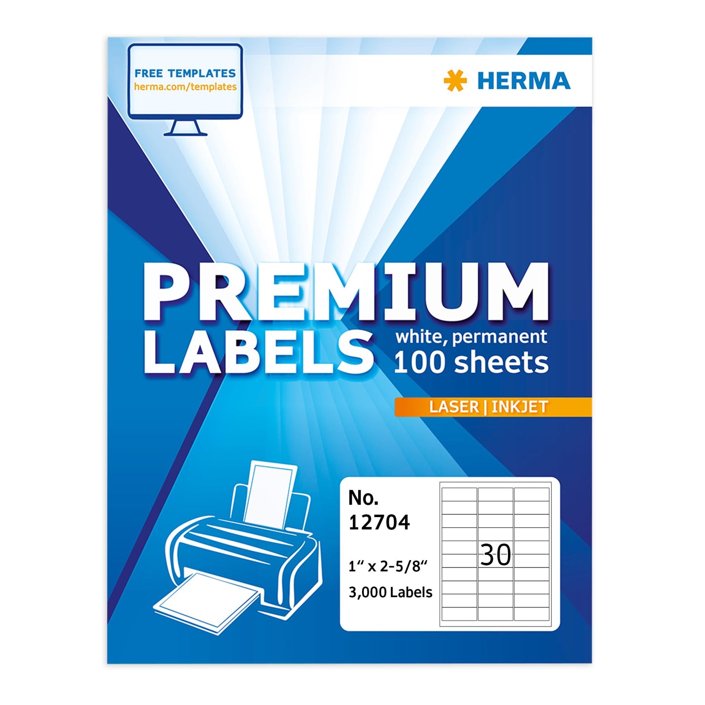 HERMA Printable Address Labels 1" x 2-5/8", 3000 Labels, Easy Peel Off Customizable Stickers for Laser Printer & Inkjet Printer, Blank Shipping Labels for Mailing, Storage & Organization