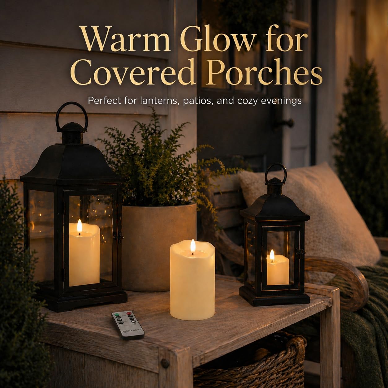 ANGELLOONG Flameless Candles with Remote, Flickering Battery Operated Pillar LED Candles with 4/5/6/8H Timer for Bridal Shower, Wedding Table Decor, Home Decor, Set of 3
