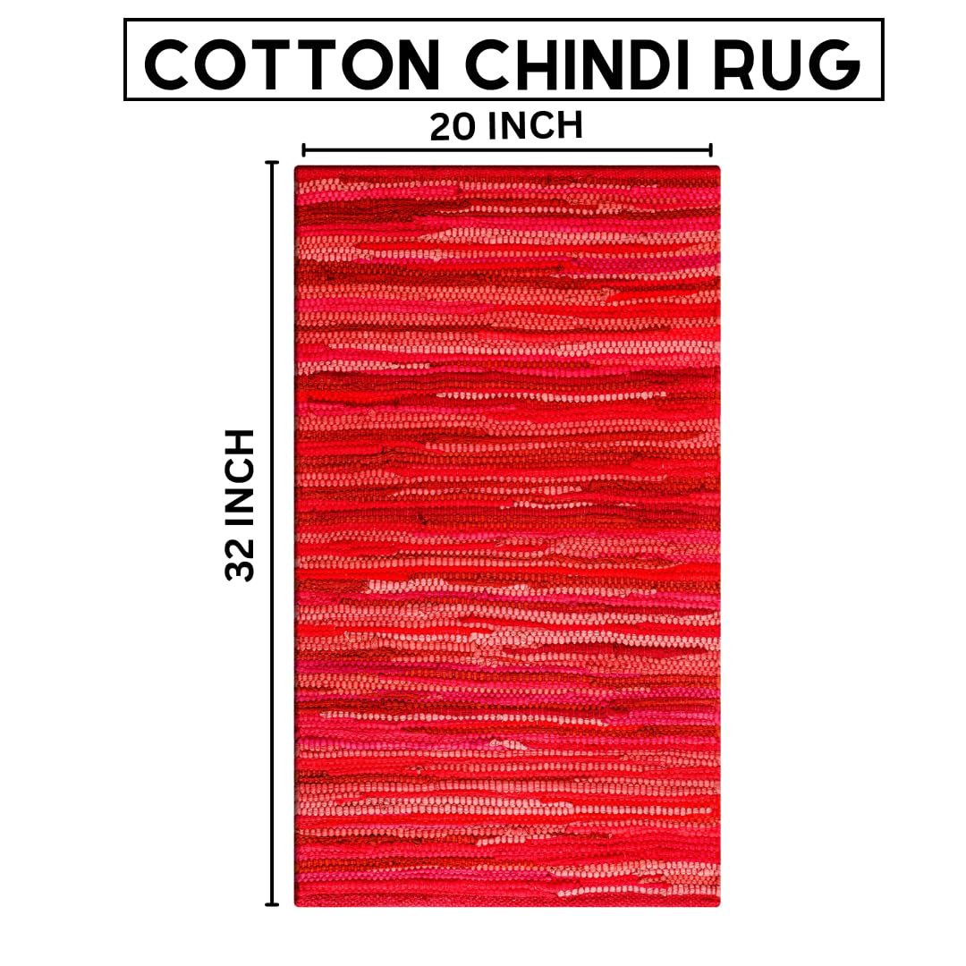 Savi Home Hand Woven 100% Cotton Chindi Rag Rug 20"x32" - Red Multi, Recycled Reversible Rug, Boho Farmhouse Rugs for Living Room, Dining Room, Kitchen, Entryway, Bedroom Rugs