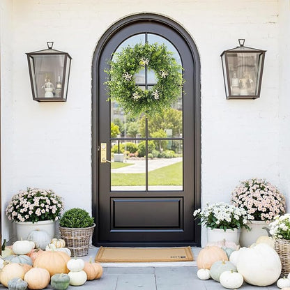 24 Inch Eucalyptus Wreaths for Front Door Decor– Artificial Greenery Front Door Wreath, Outdoor Wreaths for Front Door for Spring, Summer, Fall & All Seasons Home or Porch Decor