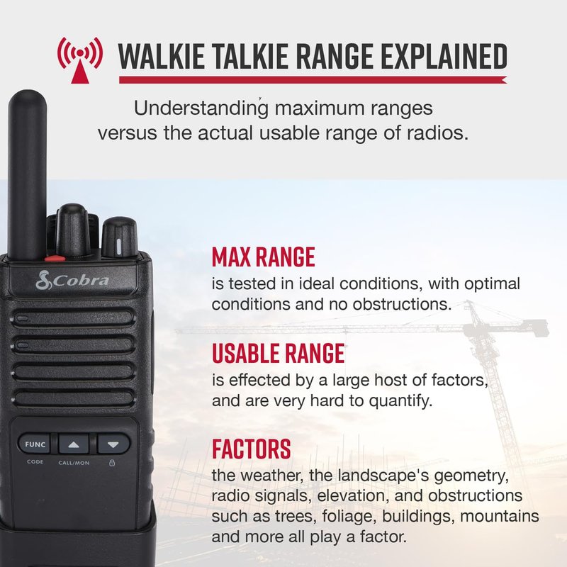 Cobra PX650 - Professional/Business Walkie Talkies - Rechargeable, 300,000 sq. ft/25 Floor Range, Dust Protected and Splashproof (IP54 rating), Two-Way Radio Set (2-Pack)