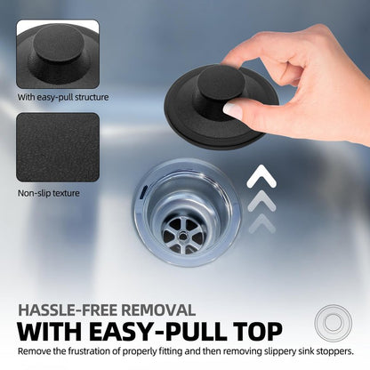(2 Pack) Exact Replacement for InSinkErator STP-PL/STPPL Black Rubber Sink Stopper for Garbage Disposal – Compatible with Standard 3-1/2" Drains from Kohler, Waste King, Whirlpool, and More
