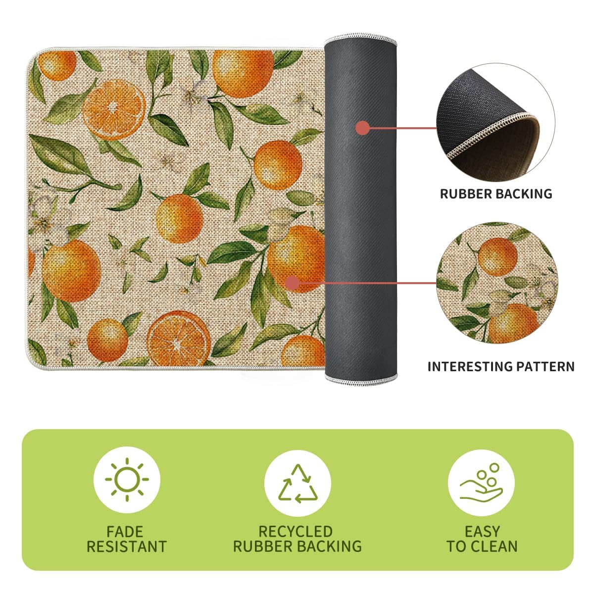 Artoid Mode Orange Spring Kitchen Mats Set of 2, Home Decor Low-Profile Kitchen Rugs for Floor - 17x29 and 17x47 Inch