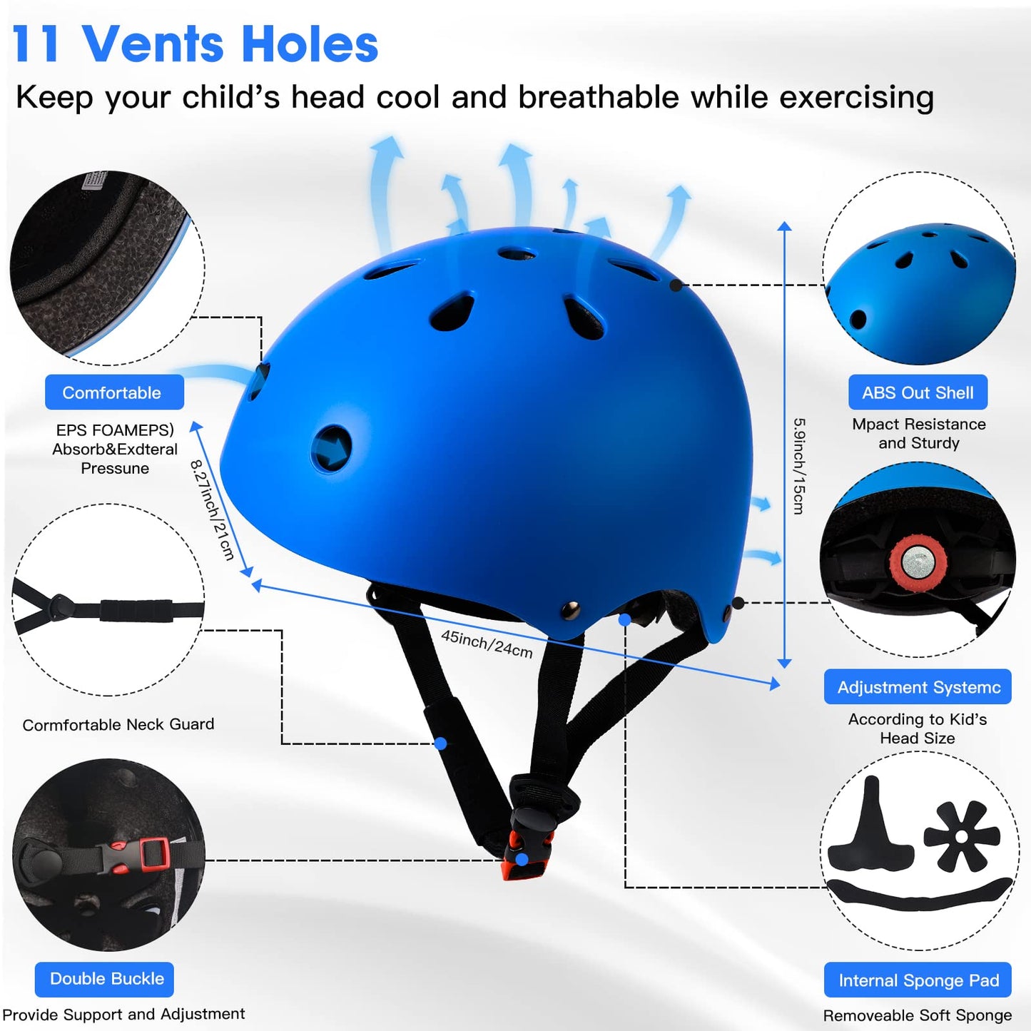 ArgoHome Toddler Kids Bike Helmet Set with Knee Elbow Pads, Adjustable Cycling Helmet for Little Boy Girl Protective Gear