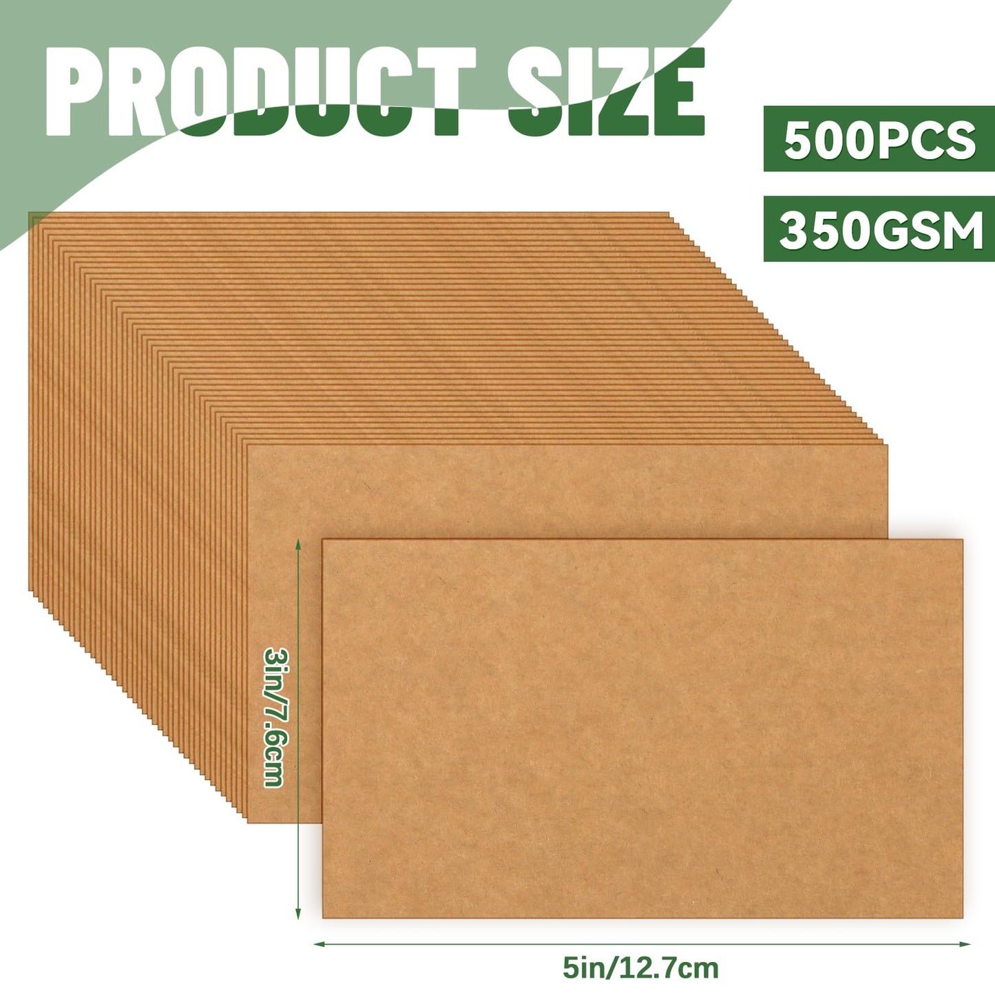 Bercoor 500 Pack Blank 3 x 5 Inch Index Cards, Heavy Study Cards, Note Cards for Office, School Learning, Kraft Paper