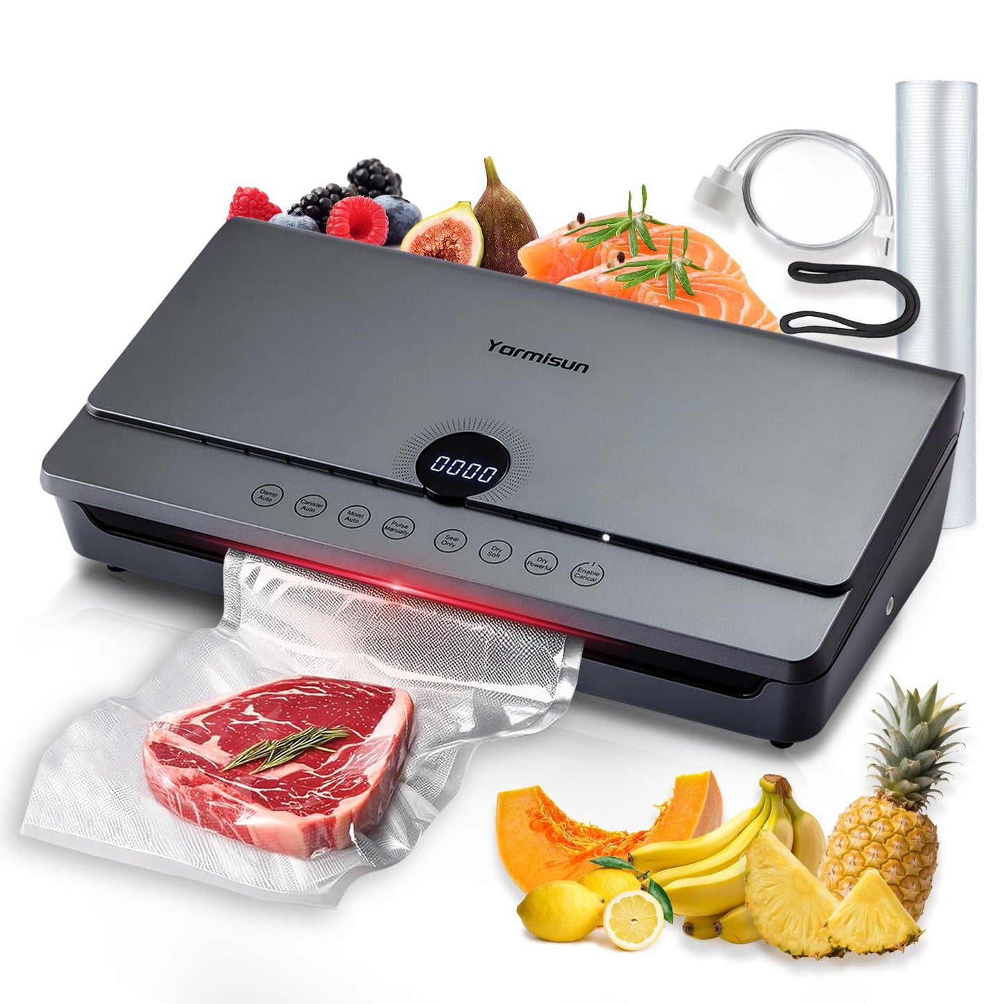 Vacuum Sealer for Food 90Kpa Powerful Vacuum Sealing Machine 7 in 1 Modes with Freshness Storage Bag Powerful Big Size (No pressing needed)