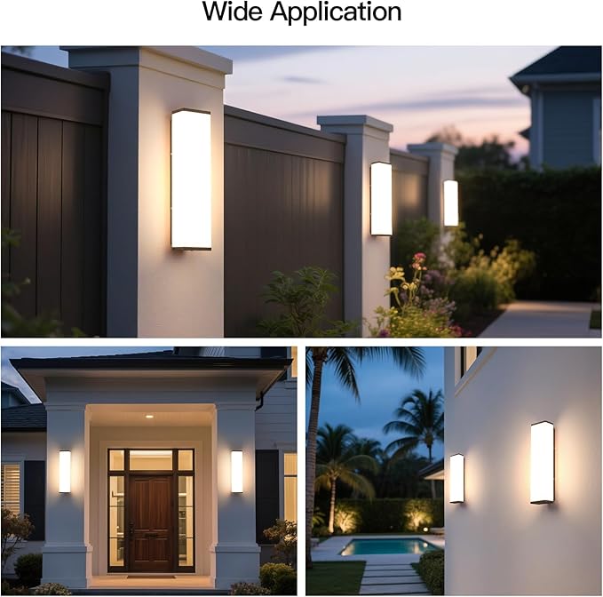 Outdoor Wall Lights, 20" Exterior Wall Light Fixture Hardwired, 3000K Modern Sconce Lights Waterproof, Large Porch Lamp Wall Mount, Garage Lighting Patio Front Door Lantern for House Outside