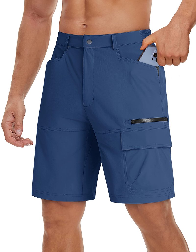 TACVASEN Mens Hiking Cargo Shorts Casual Golf Dress Shorts Hiking Lightweight Quick Dry Breathable Outdoor Summer Fishing Camping Blue 34