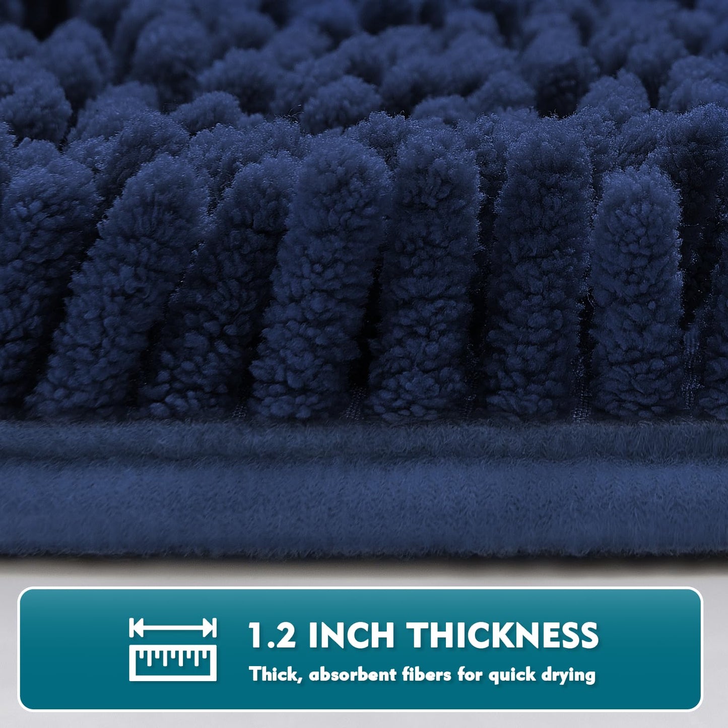 Bathroom Rugs Sets 3 Piece, Extra Soft Absorbent Chenille Bath Rugs, Non Slip Rubber Backing Machine Washable Quick Dry Bath Mats for Bathroom Floor, Tub, Shower, Home Decor Accessories, Navy Blue
