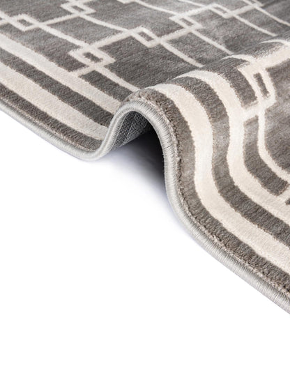 Rugs.com - Uptown Rug – 5 Ft Round Gray Easy-Clean Stain-Resistant Rug – Modern Geometric Design for Living Rooms, Bedrooms, and Entryways