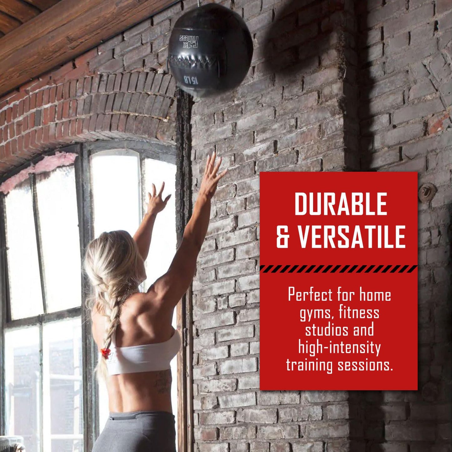Fitness First Wall Ball – Grippable Padded Medicine Ball for Functional Strength Training, Speed, Coordination & Conditioning, Multiple Weight Options for Progressive Resistance, 5 lbs