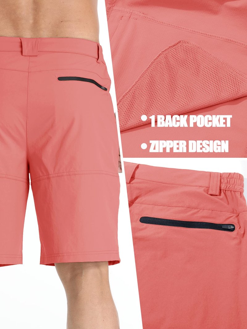 TACVASEN Mens Cargo Shorts Outdoor Lightweight Quick Dry Casual Golf Summer Hiking Dress Work Shorts Fishing Elastic Waist Pink 32