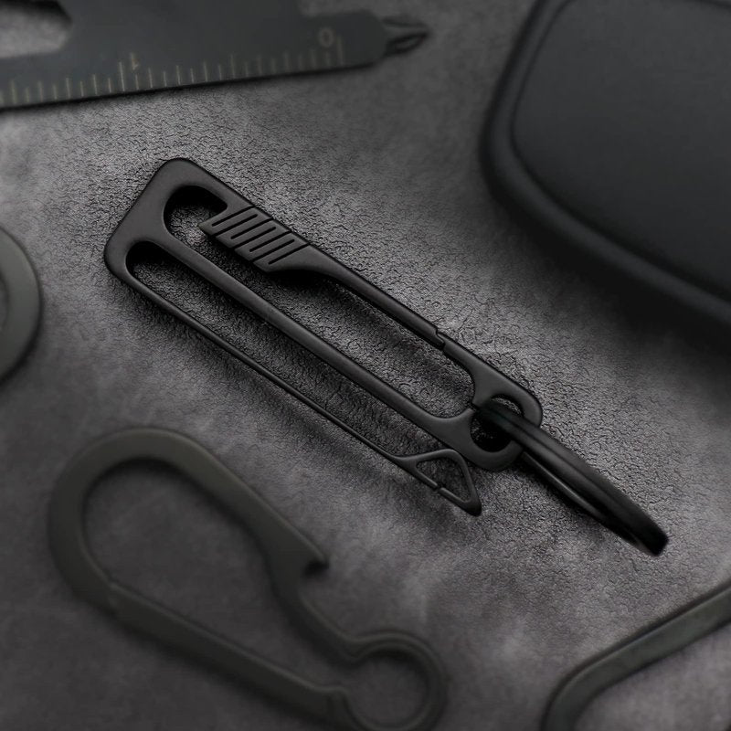 PJYTAC Black Titanium Belt Key Holder Heavy Duty Quick Release Keychain Clip with Titanium Key Ring for Men and Women