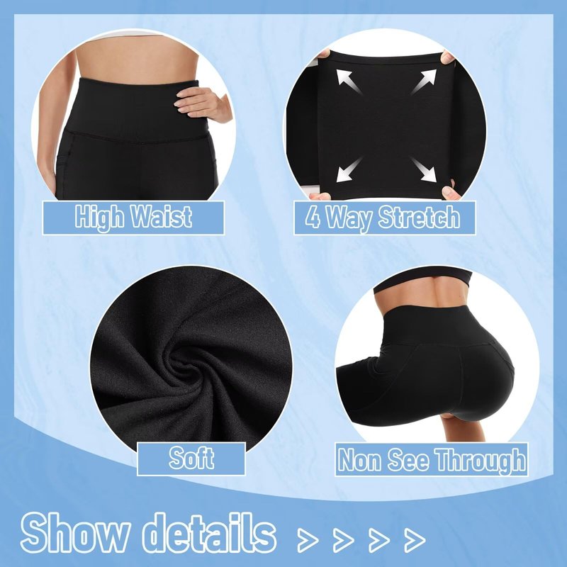 5 Pack Biker Shorts with Pockets for Women - 8" High Waist Spandex Workout Yoga Running Athletic (Black/Grey/Navy/Wine/Olive-Pockets,Plus)