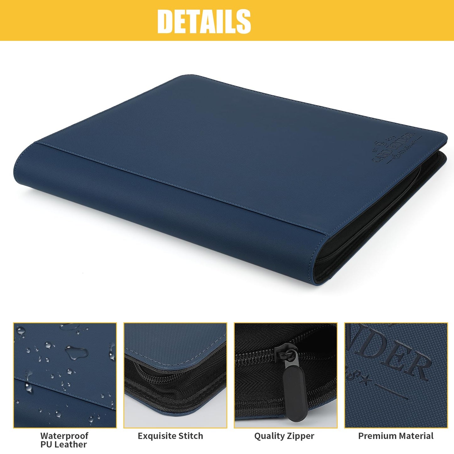 Toploader Binder,Toploader Hard Cases, 4-Pocket Pages Sleeves Hold up 128 Cards.Toploader Card Binder with Sleeves for “3×4” rigid，Card Holder(blue)